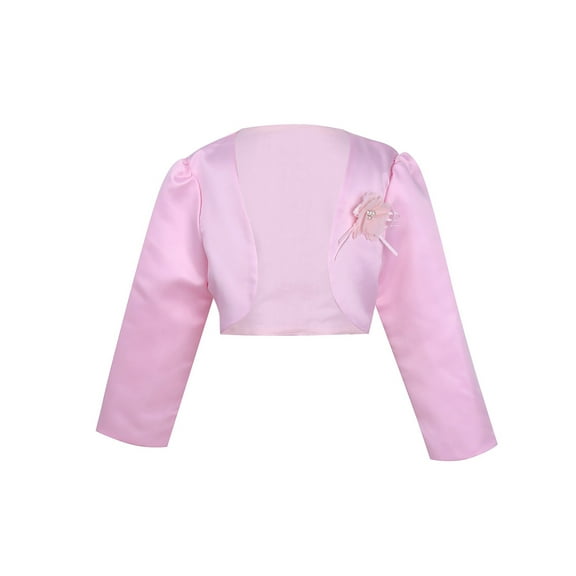 iEFiEL Kids Girls Long Sleeves Bolero Shrug 3D Flower Decation Shrug for Wedding Party