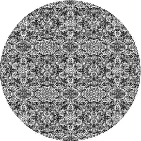 Ahgly Company Indoor Round Patterned Gray Cloud Gray Area Rugs, 3' Round