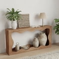 thumbnail image 5 of 63" Farmhouse Console Table With Storage - Wavy Scalloped Narrow Entryway Sofa Table, Long Hallway Stand For Living Room (Wood), 5 of 9
