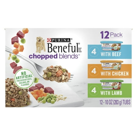 UPC: 0017800179669 | Purina Beneful Wet Dog Food Chopped Blends High Protein Variety Pack Real Lamb Beef & Chicken 10 oz Tubs (12 Pack)