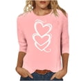 thumbnail image 1 of Hauts à Manches 3/4 pour Femmes, Blouse Décontractée à Col Rond Imprimée de Noël, 95 % Polyester 5 % Élasthanne, 1 of 7
