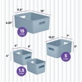 thumbnail image 2 of Decorative Plastic Open Home Storage Bins Organizer Baskets, Blue (Set of 4) 1 Large, 1 Medium, 2 Small - Container Boxes for Organizing Closet Shelves Drawer Shelf - Ribbed Collection, 2 of 6