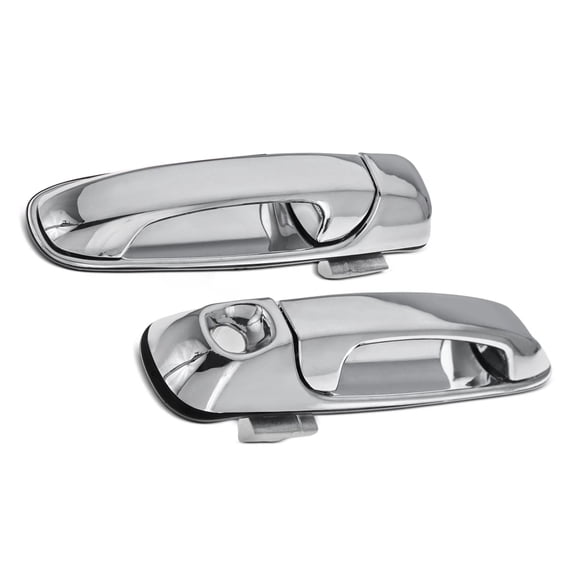 Ikon Motorsports Door Handle Covers w/ 2 Keyhole Compatible with 2002-2008 Dodge Ram 1500 2500 3500, 2005-2011 Dakota, Chrome ABS 2PCS Driver Passenger Side