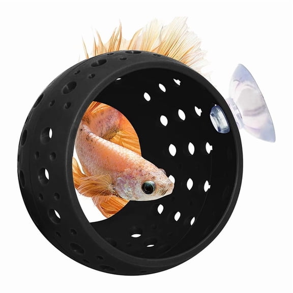 Bettas Tunnel, Aquarium Fish Hideout with Suction Cup Shrimp Cave Aquarium Decor for Small Fish, Shrimp, Guppy Black