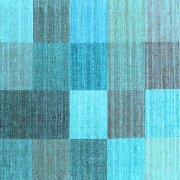 Ahgly Company Indoor Square Checkered Light Blue Modern Area Rugs, 7' Square