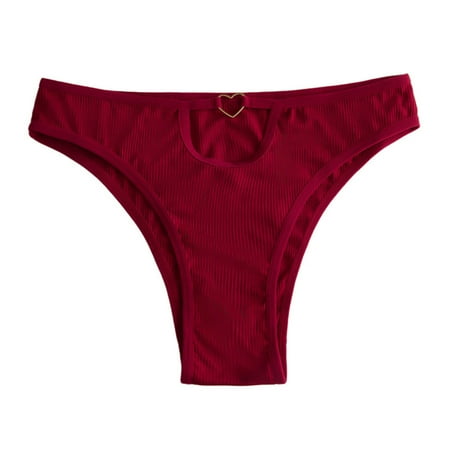 Blphud Sexy Womens Underwear Womens Underwear Sexy Bulk Womens Multicolored Cotton Crotch Hollow Heart Button Comfortable Underwear Panties Lace Set Womens Sexy Fit Underwear Red L