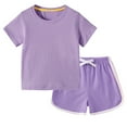 thumbnail image 4 of Girls Active Outfit Set, Short Sleeve Elastic Waist Plaid T-Shirts and Shorts Sets Girls Skorts Size 10-12 Knee Length Girls Two Piece Outfits, 4 of 9