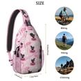 thumbnail image 5 of Sling Backpack,Pink Halloween Black Cats Ghosts and Pumpkins Sling Bag with Water Bottle Holder,Waterproof Sling Bag for Men/Women with Headphone Jack for Hiking,Travel, 5 of 6
