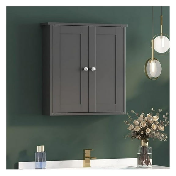 Black Bathroom Wall Cabinet,Medicine Cabinet Over Toilet,Bathroom Cabinet Wall Mounted with Shelves,Surface Mount Medicine Cabinet for Laundry Room,Kitchen,Storage Cabinet 22x23