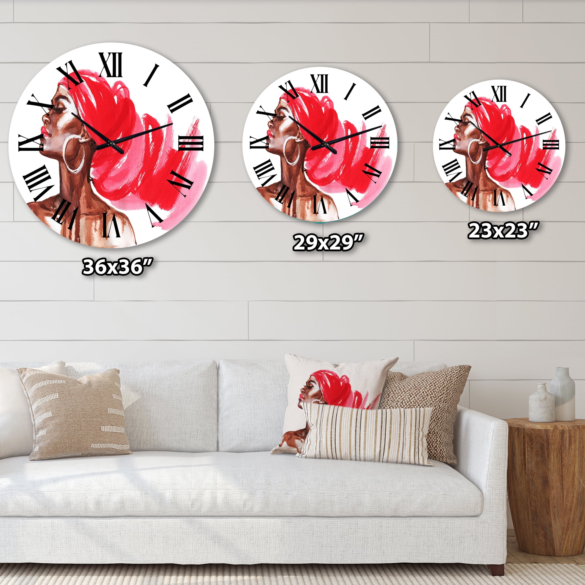 Designart 'Portrait Of African American Woman Ix' Modern Wall Clock
