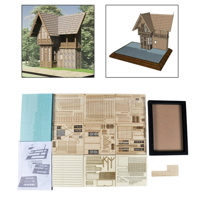 Maison Miniature Faite à la Main 1/35 Jouets Interactifs Jouets de Loisir Scène d'Architecture pour Style A