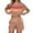 Khaki, variant on Womens Rainbow Striped 2 Piece Lounge Sets Casual Striped Color-Blocked Sweatshirt and Shorts Set Loungewear