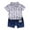 Grey, variant on Boys Summer 2-Piece Clothes Sets Print Short Sleeve Lapel Tshirt & Denim Shorts Causal Vacation Shirts Outfits