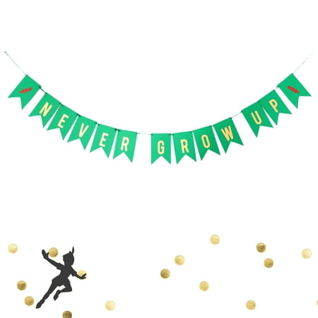 Never Grow Up Birthday Banner Lost Boys Peter Pan Party Banner