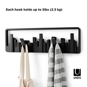 Umbra Skyline 5 Hook Modern Wall Mounted Coat Rack Black