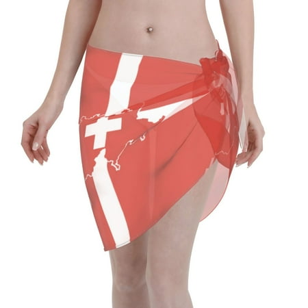 Swimsuit Coverups For Women Switzerland Swiss Map Flag Sarong Beach Bikini Wrap Sheer Short Skirt Chiffon Scarf For Swimwear
