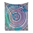 thumbnail image 1 of Ethnic Soft Flannel Fleece Blanket, Classical Mandala in Various Details Drawn Design Composition Old Print Design, Cozy Plush for Indoor and Outdoor Use, 60" x 80", Lilac and Blue, by Ambesonne, 1 of 6
