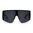 thumbnail image 1 of Oversize Shield Flat Top Half Rim Sunglasses All Black, 1 of 4