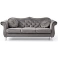 thumbnail image 3 of Pemberly Row17" Transitional Velvet Tufted Sofa with 2 Pillows in Dark Gray, 3 of 5