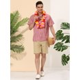 thumbnail image 3 of Camisa rayas botones mangas cortas playa verano informal Rosa T XXL, 3 of 6