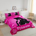thumbnail image 3 of Erosebridal Princess Bling Bedding Sets Full with Comforter,Glitter Crown Duvet Insert,Pink Black,Reversible,Super Cozy,3 Pieces, 3 of 7