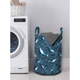 thumbnail image 3 of Nautical Laundry Bag, Frock of Frolicking Sharks and Fish Herds Diving Wildlife Exotic Deep Sea Ocean, Basket with Handles Drawstring Closure for Laundromats, 13" x 19", Slate Blue, by Ambesonne, 3 of 4