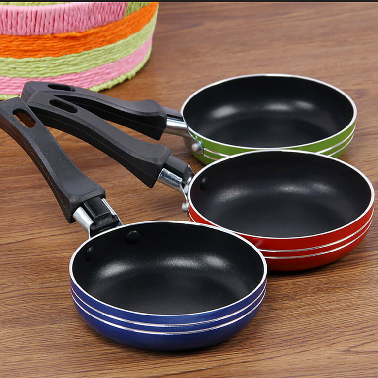 ROBOT-GXG 12cm/4.72inch Frying Pan Mini Thick Non-stick Flat Pan Stainless  Steel Pancake Fryer Kitchen Cookware Random Color 
