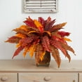 thumbnail image 2 of Nearly Natural 18" Autumn Boston Fern Artificial Plant in Metal Planter, Multicolor, 2 of 3