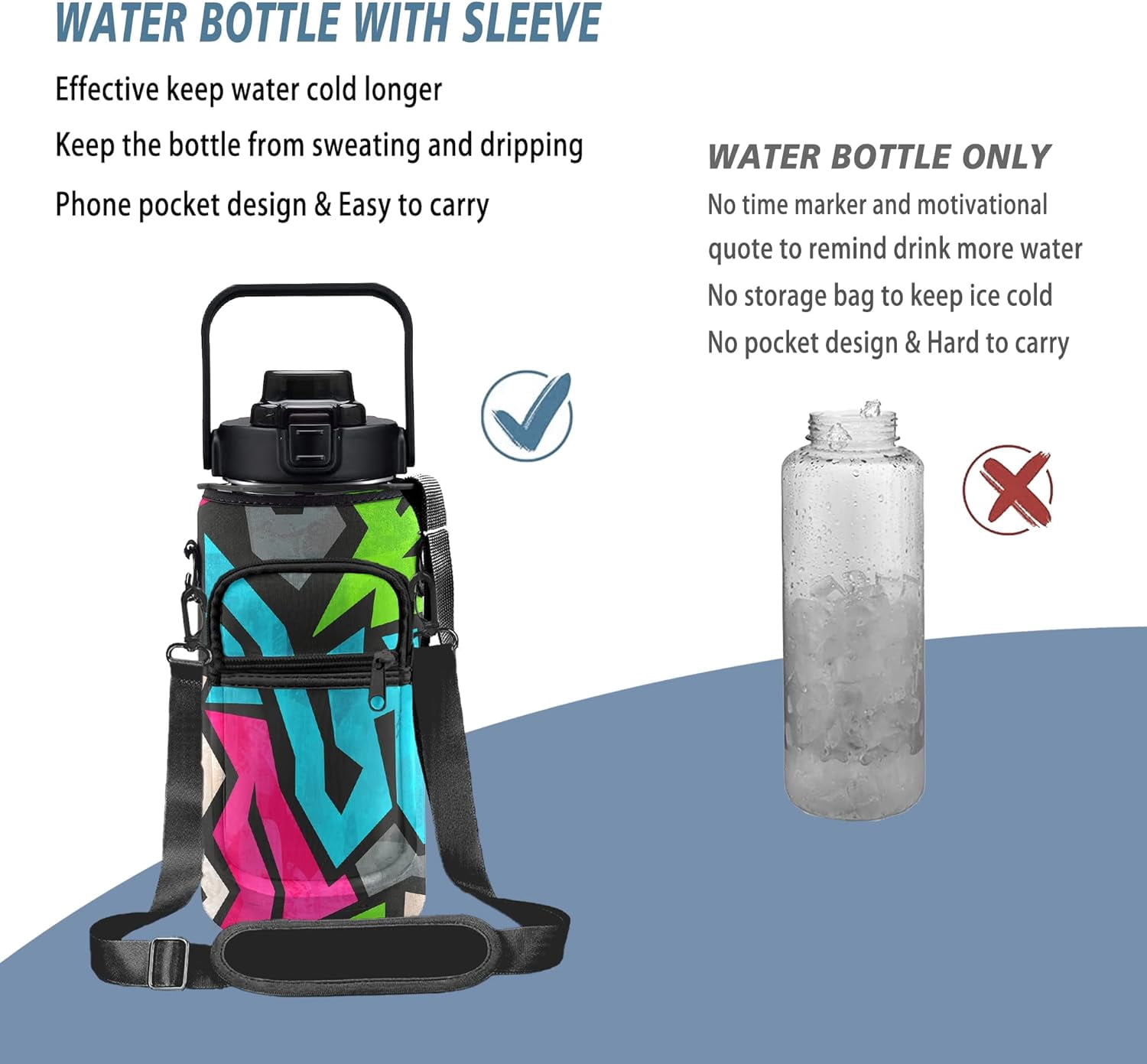 Tribal Maze Half Gallon Water Bottle with Sleeve 1/2 Gallon Water Bottle 64 Oz Water Bottle with Time Marker, Motivational Water Bottle Half Gallon Water Bottle with Straw for Women Gym Yoga Pregnance