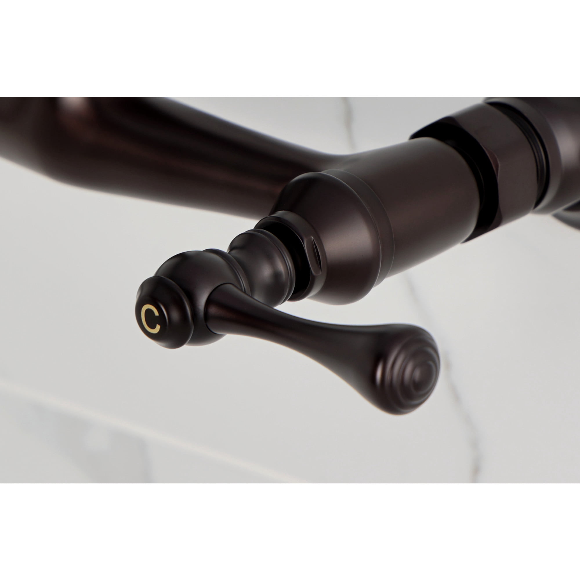 Kingston Brass KS3255BL Vintage Double-Handle Wall-Mount Bridge Kitchen Faucet, Oil Rubbed Bronze