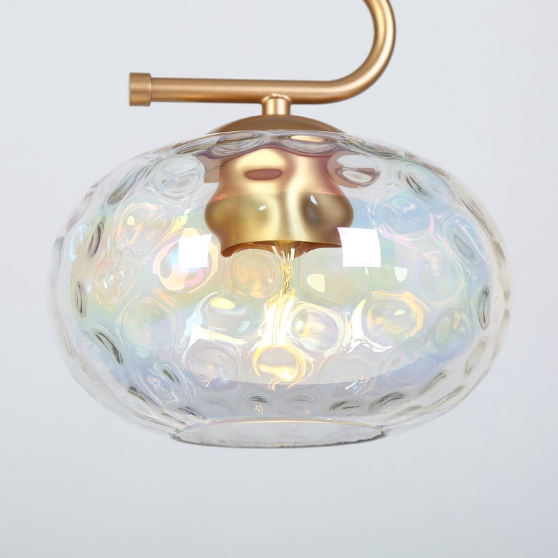 LNC 47.2-in Oversized 3-Light Matte Gold and Iridescent Glass Modern/contemporary Textured glass Linear Large Hanging Kitchen Island Light