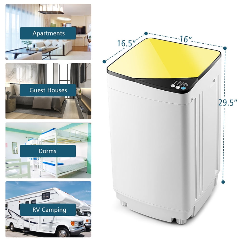 GVN Space Saving Full-Automatic Washer,Washing Machine,Full-automatic Washing Machine 7.7 lbs Washer / Spinner Germicidal-Yellow