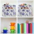 thumbnail image 6 of GZHJMY Beautiful Purple Lavender Shelf Storage Baskets, Foldable Fabric Storage Bins with Leather Handles for Organizing Closet Clothes, Toys, Towels, Bedroom, Bathroom, Nursery, Office (1 Pack), 6 of 7