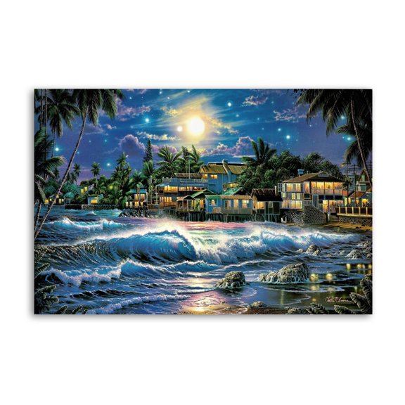 Hawaii Moon Bright Nice Gorgeous Reflection Art Poster Canvas Painting Decor Wall Print Photo Gifts Home Modern Decorative Posters 16x24inch(40x60cm)