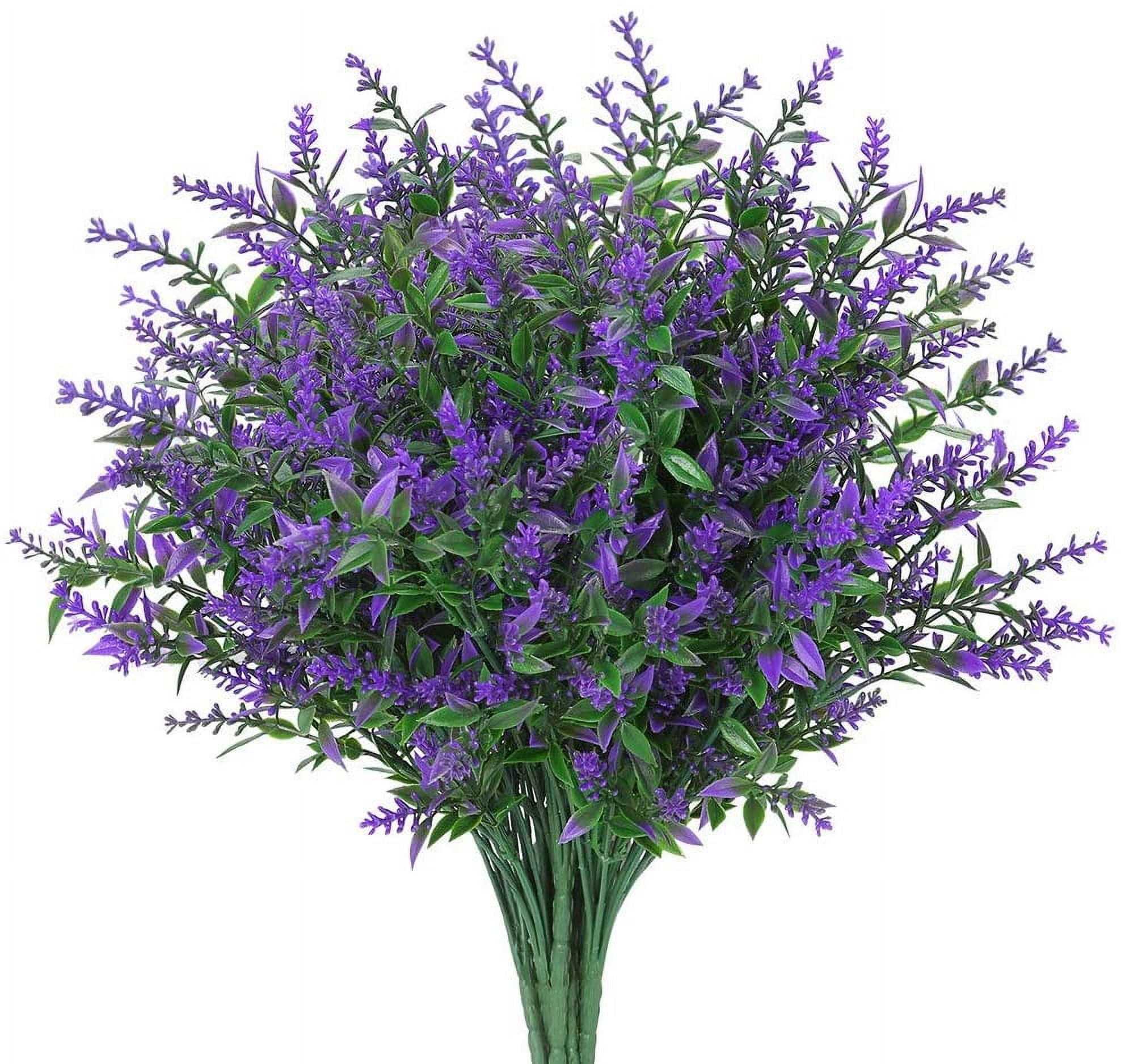 Sinhoon 24 Bundles Artificial Lavender Flowers Outdoor Fake Flowers for Decoration UV Resistant No Fade Faux Plastic Plants Garden Porch Window Box Décor (hot pink)