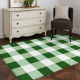 thumbnail image 3 of Green White Buffalo Check 2.7x5 Area Rugs, Farmhouse Plaid Modern Geometric Non-Skid Rubber Backing Large Rectangle Rugs - Living Room Bedroom Home Office, Indoor Floor Mat Carpets Washable Rug, 3 of 9