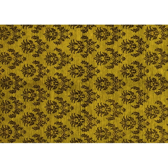 Ahgly Company Indoor Rectangle Abstract Yellow Modern Area Rugs, 3' x 5'