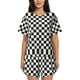 thumbnail image 1 of Fotbe Black and White Checkerboard Conjunto de Pijama Estampado para Mujer, 2 Piezas, Ropa de Dormir con Camiseta de Manga Corta y Shorts Suaves-Medium, 1 of 6