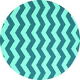 thumbnail image 1 of Ahgly Company Machine Washable Indoor Round Abstract Turquoise Blue Contemporary Area Rugs, 6' Round, 1 of 4