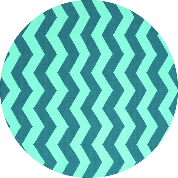 Ahgly Company Machine Washable Indoor Round Abstract Turquoise Blue Contemporary Area Rugs, 6' Round