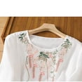 thumbnail image 5 of Lpmadey Boho Tops for Women Retro 3/4 Sleeve Embroidered Flowy Lightweight Cotton Linen Top Peasant Blouse, 5 of 6