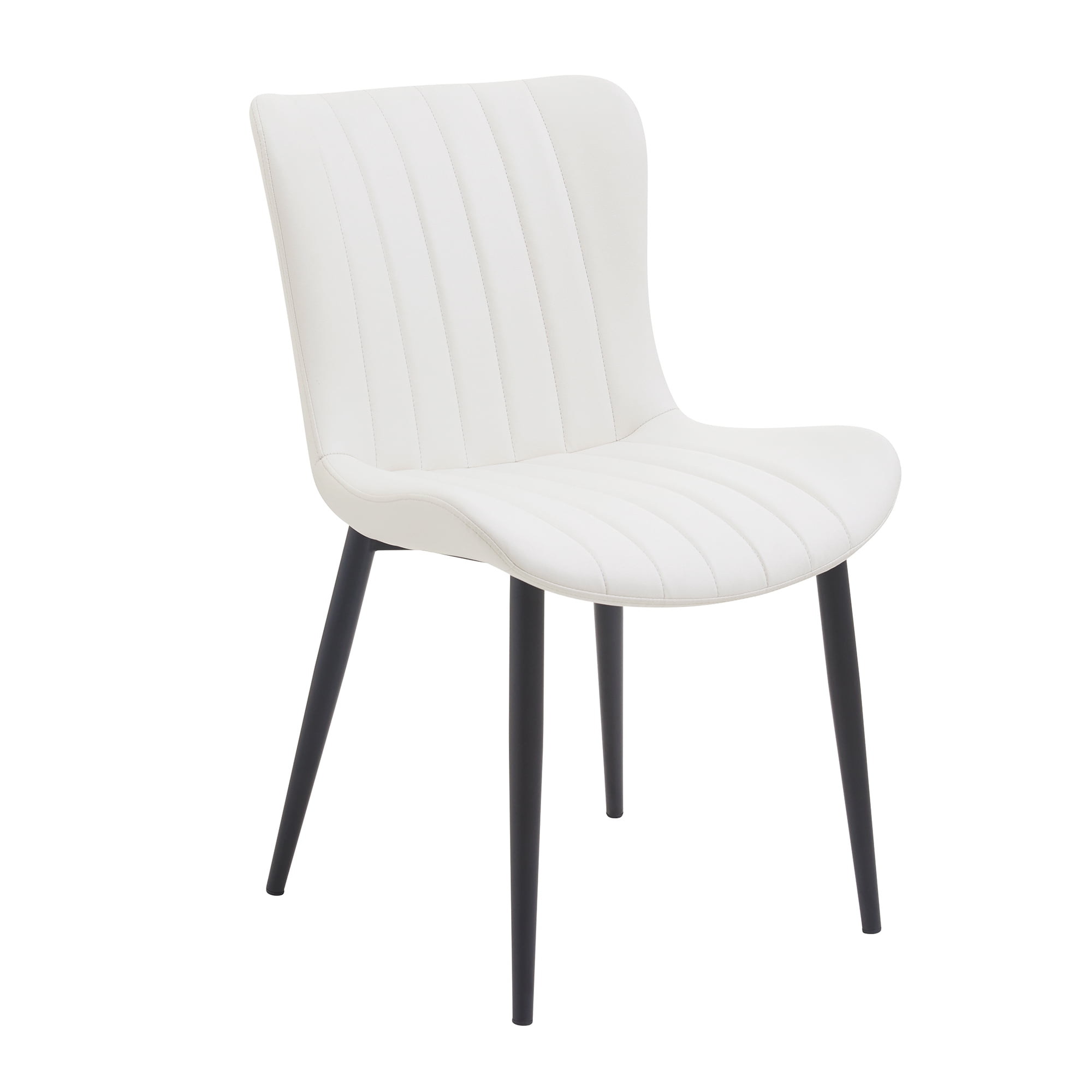 Euroco Mid-Century Modern Dining Chairs Set of 2, Accent Chairs with Curved Back and Iron Frame, Kitchen Side Chairs for Bedroom, Living Room,Dining Room,Cream White