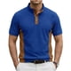 thumbnail image 3 of Ceisia Men's Loose Fit Ribbed Polo Shirt Short Sleeve Stand Collar Color Block Casual Daily Summer Tops Blue L Gifts, 3 of 4