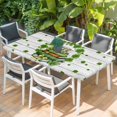 thumbnail image 2 of St Patrick's Day Table Cloths for 6 Foot Rectangle Tables, Lucky Shamrock Leaf Books Coffee Cups Wooden Patio Waterproof Elastic Fitted Tablecloths, Washable Rectangular Table Cover for Camping, 2 of 8
