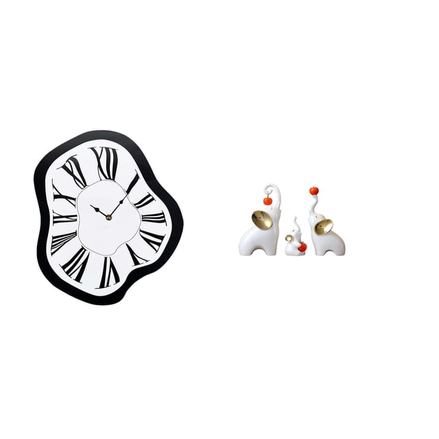 Reloj de pared con figuras de elefantes, números , artesanía en cerámica, adornos de escritorio, material acrílico. Ideal para regalar, decorac