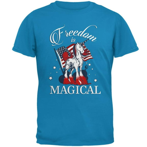 4th Of July Freedom Is Magical Unicorn Mens T Shirt Sapphire X-LG
