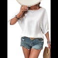 thumbnail image 3 of Camisetas de 3/4 para Mujer, Blusas Básicas de Cuello Redondo para Negocios. XL, 3 of 10
