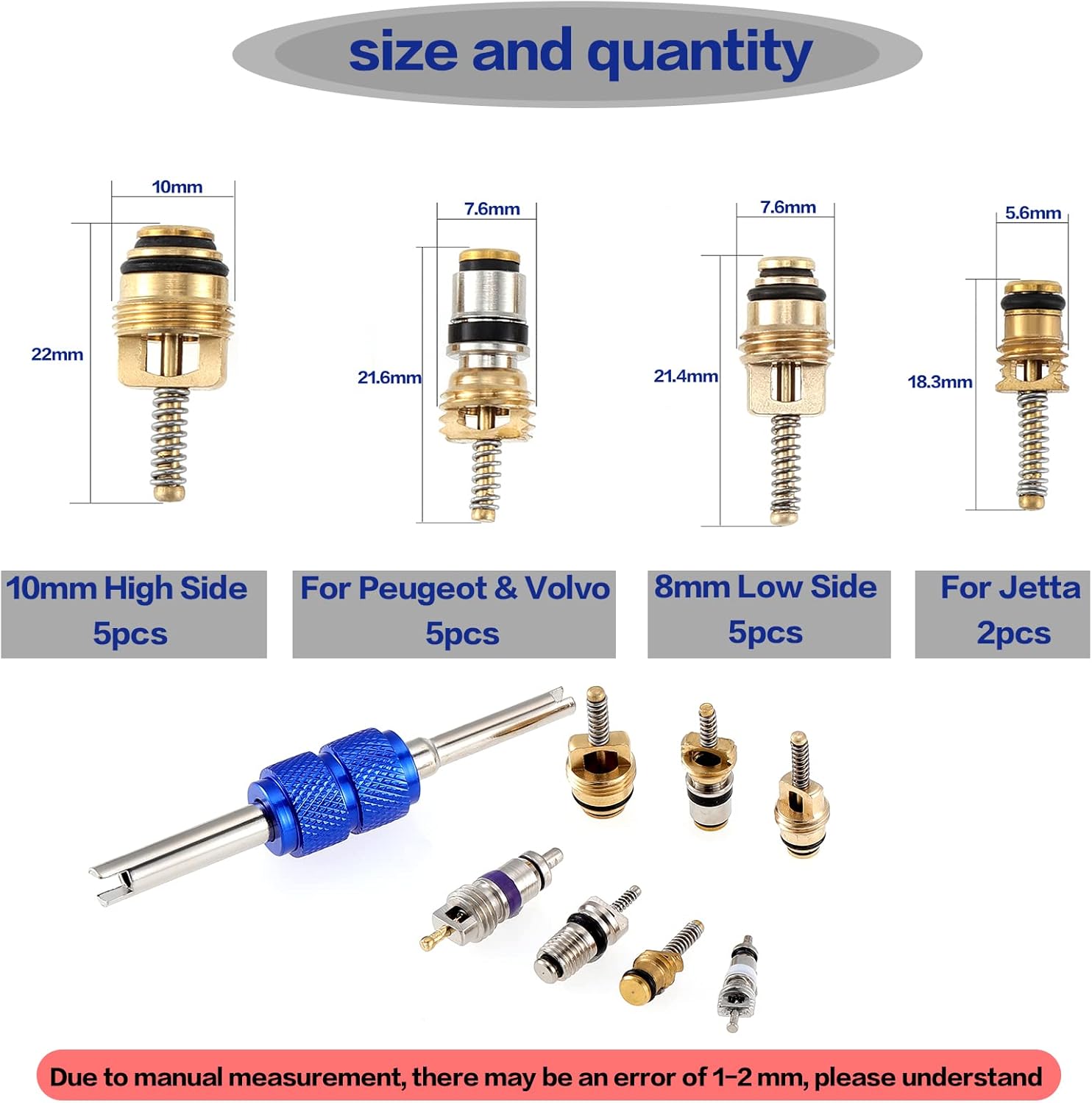 Glarks 71-Piece Auto A/C Service Kit - Valve Cores, Hose Gaskets & Dual Head Remover Tool - View #8