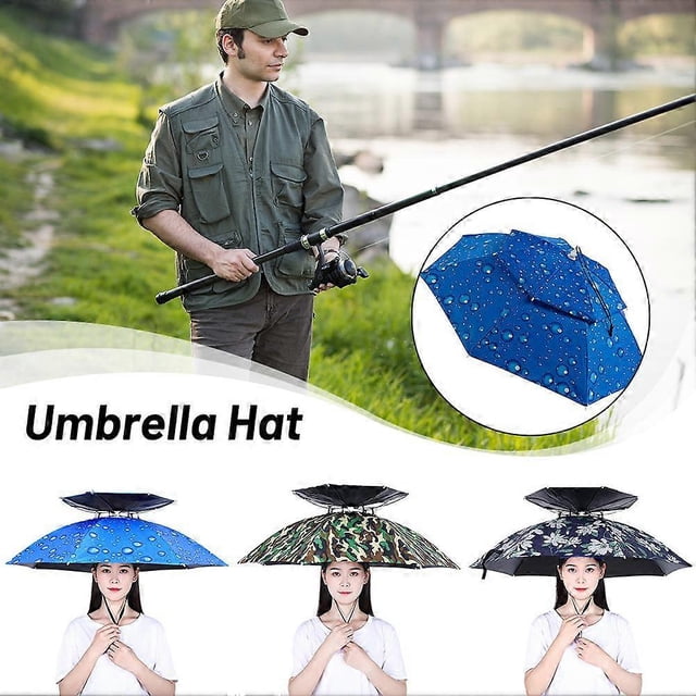 Umbrella Hat Folding Adjustable Sun Rain Cap UPF 50+ UV Protection
