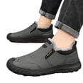 thumbnail image 2 of IEMIEMIEM Mens Snow Boots Winter Shoes Comfortable Cotton-Padded Plush Lined Slip on Casual Warm Walking Orthopedic Sneakers Waterproof House Shoes 8 Wide Gray, 2 of 9